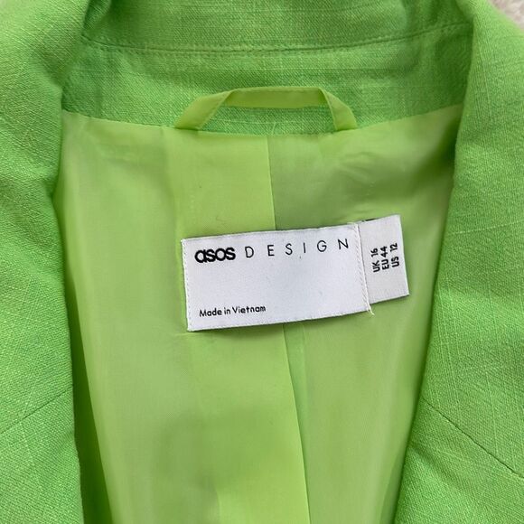 ASOS DESIGN Slim Fit Suit Blazer with Linen Green Size 12 US - Picture 6 of 11